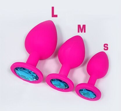 SİLİKON ANAL PLUG PEMBE ORTA BEYAZ TAŞ