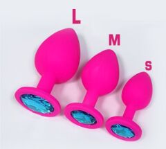 SİLİKON ANAL PLUG PEMBE ORTA LACİVERT TAŞ