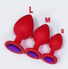 SİLİKON ANAL PLUG KIRMIZI ORTA BEYAZ TAŞ