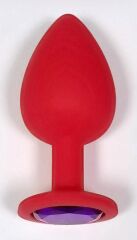 SİLİKON ANAL PLUG KIRMIZI KÜÇÜK MAVİ TAŞ