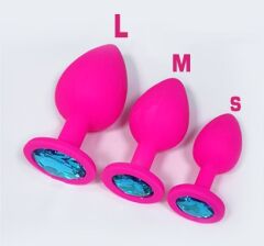 SİLİKON ANAL PLUG PEMBE KÜÇÜK LACİVERT TAŞ